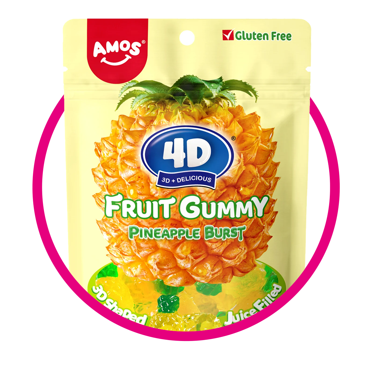 4D FRUIT PINEAPPLE BURST GUMMY BOLSA 85GR