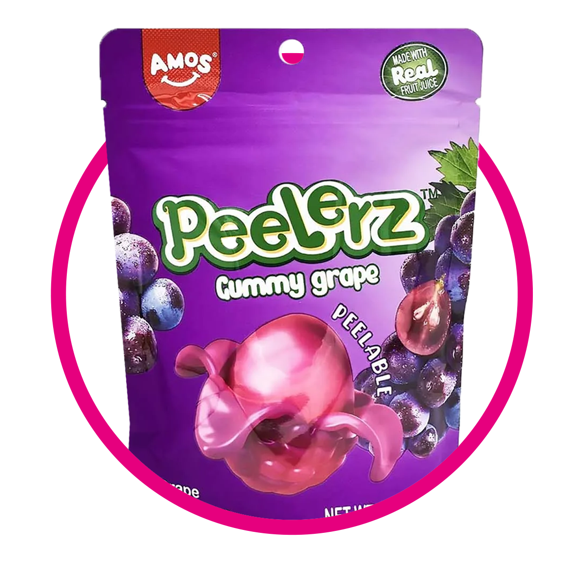 AMOS PEELERZ GRAPE GUMMY BOLSA 170GR $%M