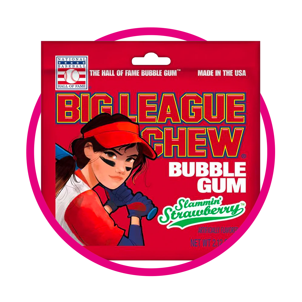 BIG LEAGUE STRAWBERRY BUBBLE GUM BOLSA 60G