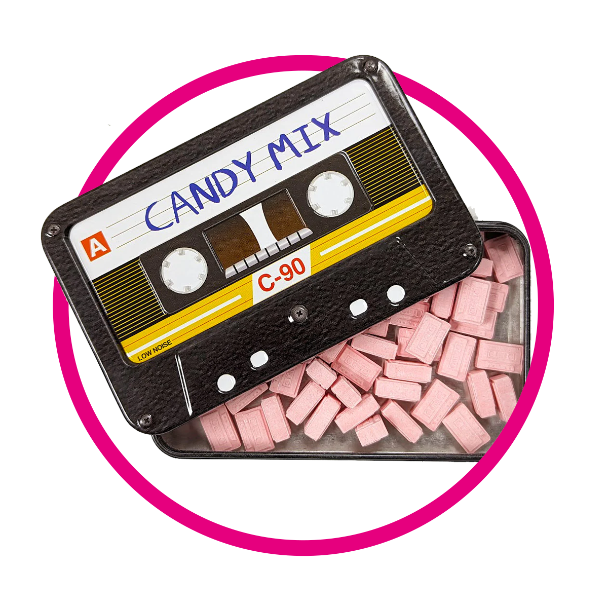 BOSTON AMERICA CASSETTE CANDY MIX CHERRY PILL BOX PIEZA 36.85GR