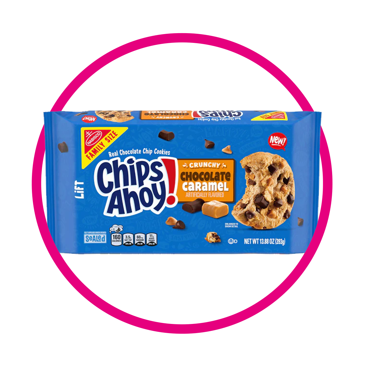 CHIPS AHOY CRUNCHY CHOCOLATE CARAMEL COOKIE CAJA 393GR