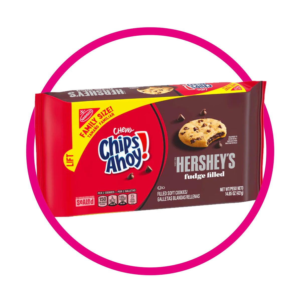 CHIPS AHOY HERSHEYS FUDGE FILLED COOKIE CAJA 421GR