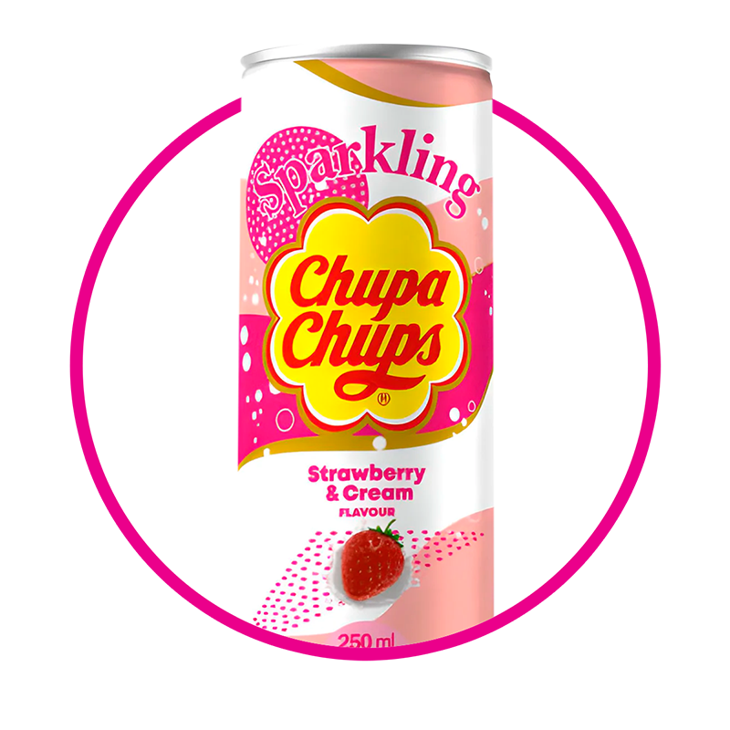 CHUPA CHUPS STRAWBERRY&CREAM SODA LATA 250ML $%M