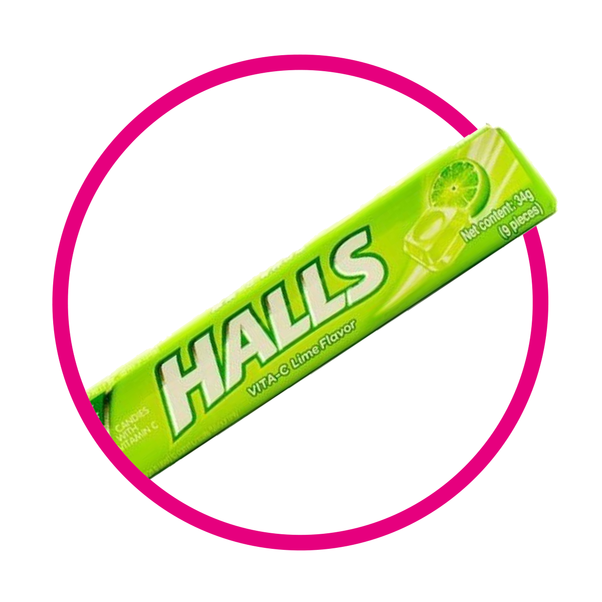 HALLS GREEN LEMON HARD CANDY PAQUETE 34GR