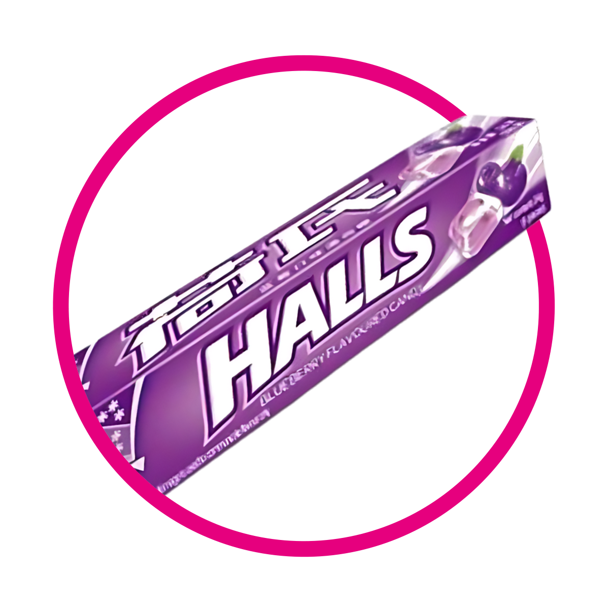 HALLS PURPLE BLUEBERRY HARD CANDY PAQUETE 34GR