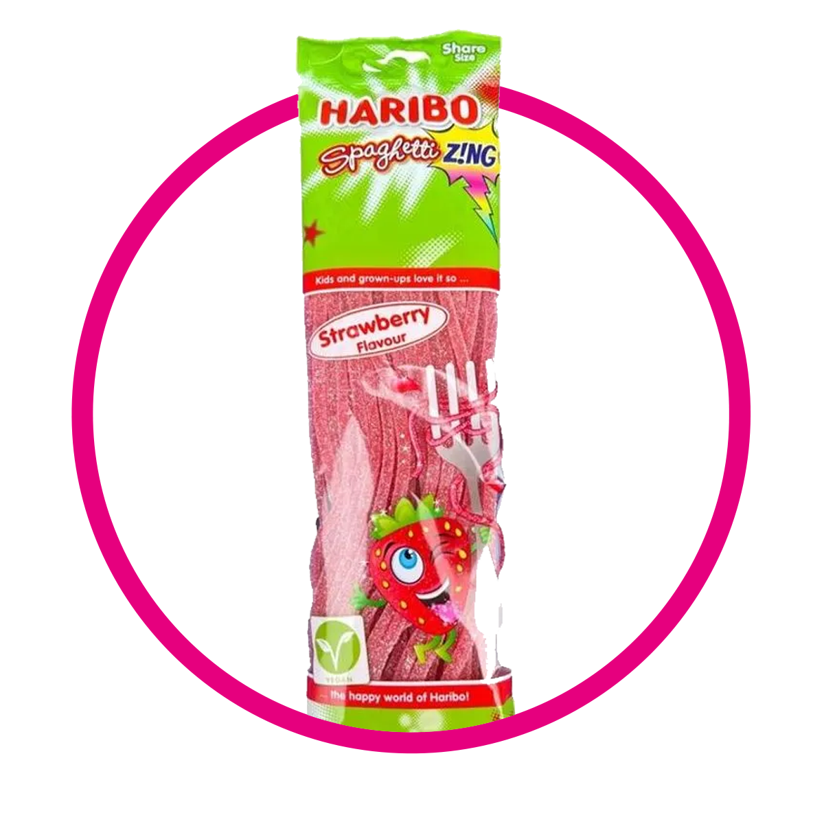 HARIBO STRAWBERRY SPAGHETTI GUMMY BOLSA 200GR