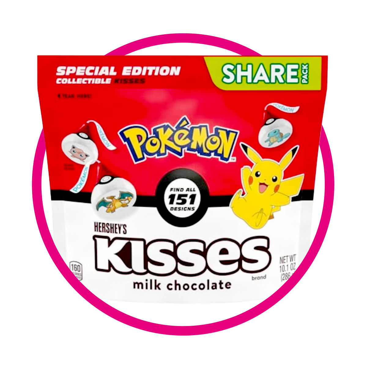 HERSHEYS KISSES POKEMON MILK CHOCOLATE BOLSA 286GR