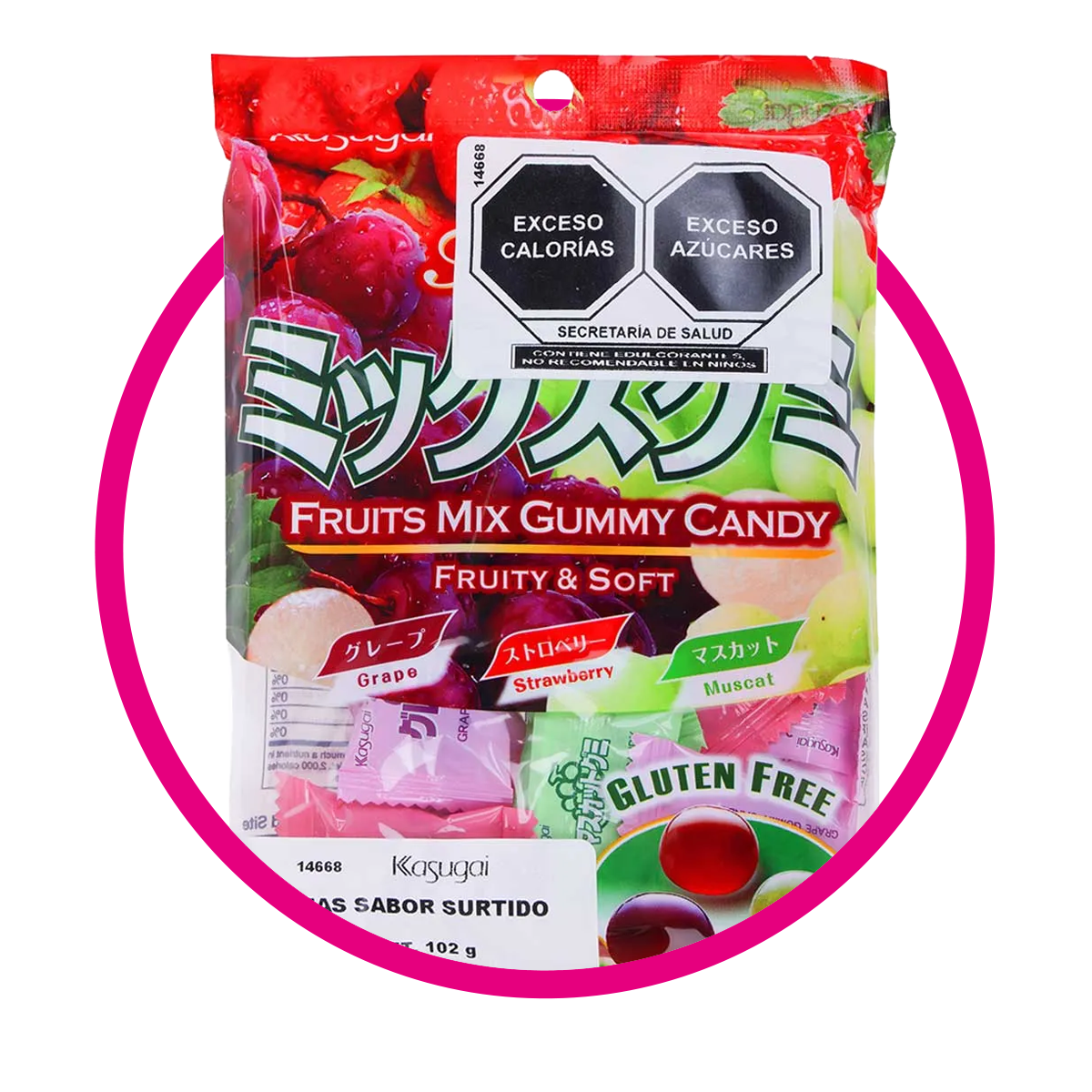 KASUGAI MIX GRAPE GUMMY BOLSA 102G $%M