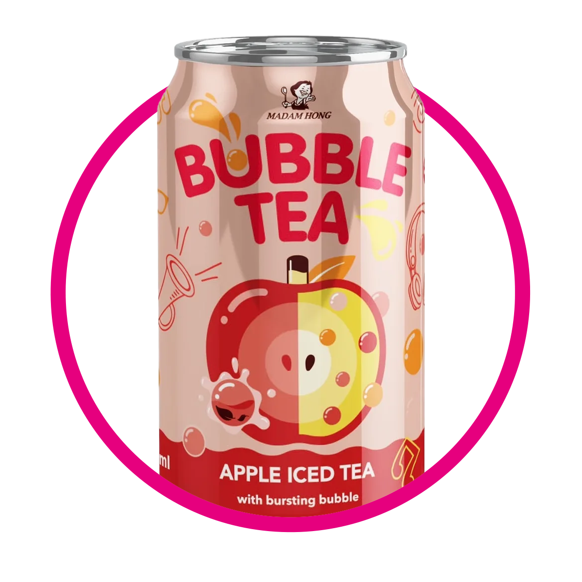 MADAM HONG BUBBLE TEA APPLE JUICE LATA 320 ML $%M