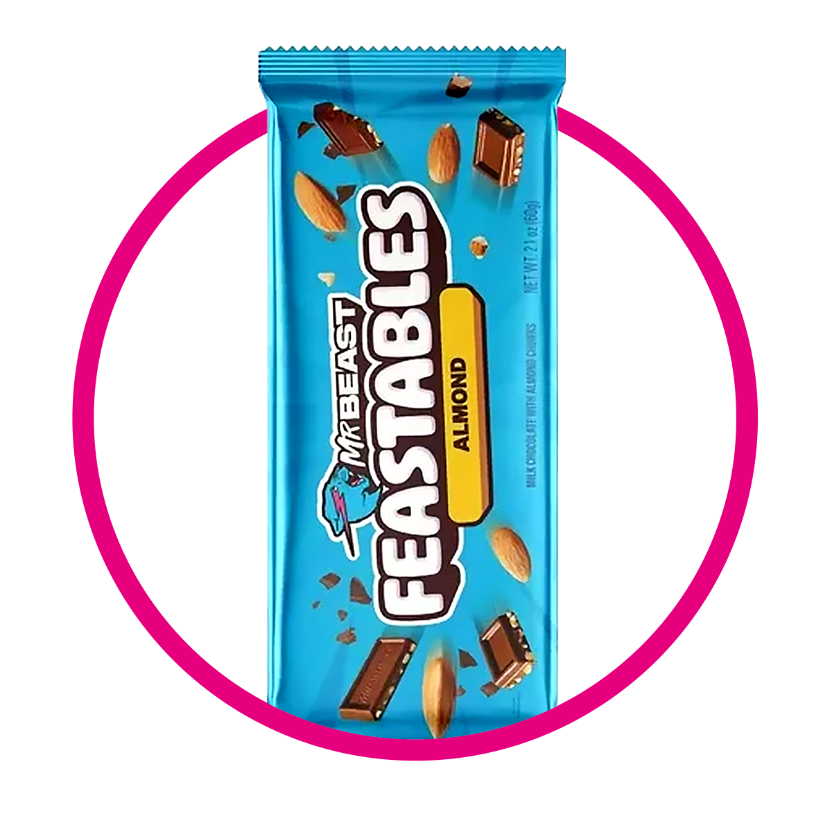 FEASTABLES MR BEAST ALMOND CHOCOLATE BARRA 60GR $