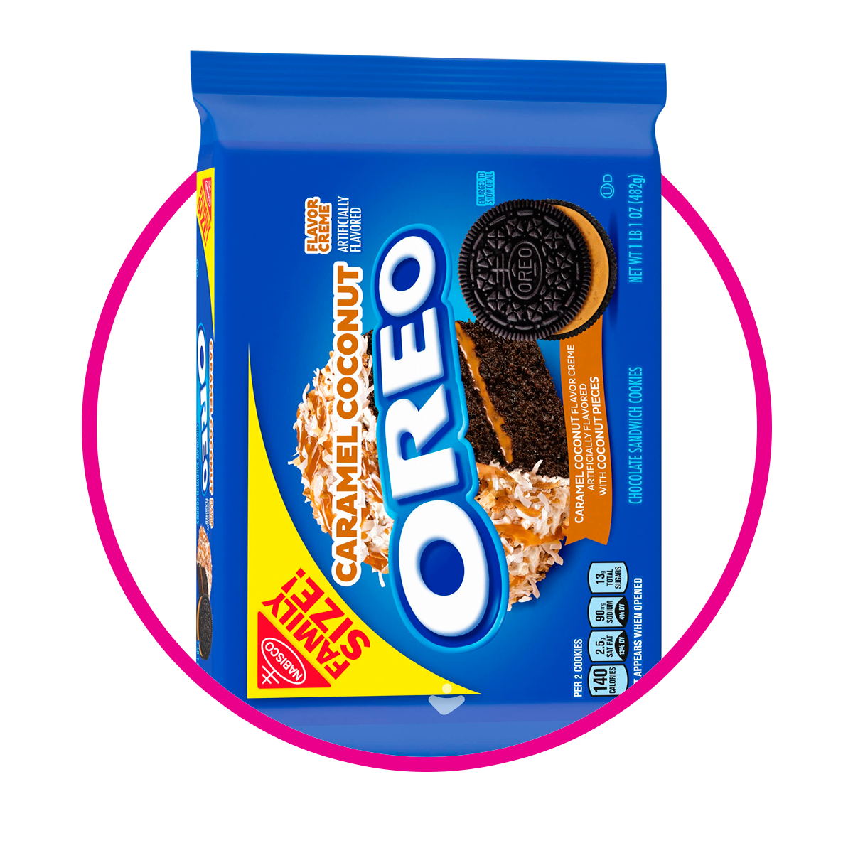 NABISCO OREO COCONUT CARAMEL COOKIE BOLSA 482G&