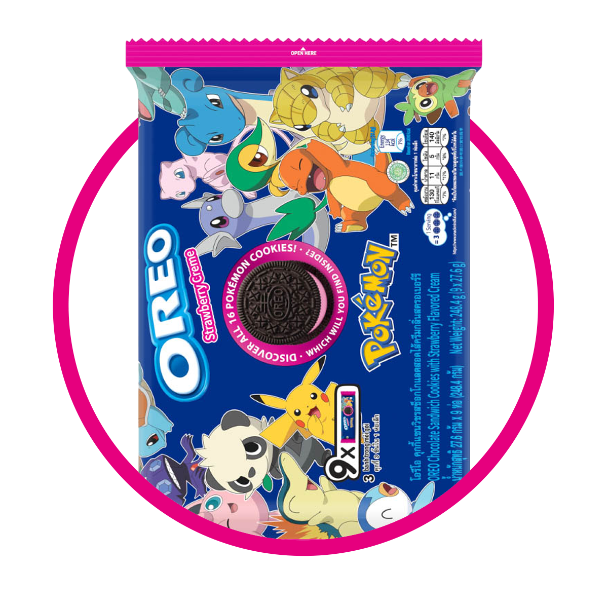 NABISCO OREO POKEMON STRAWBERRY COOKIE CAJA 248.4G