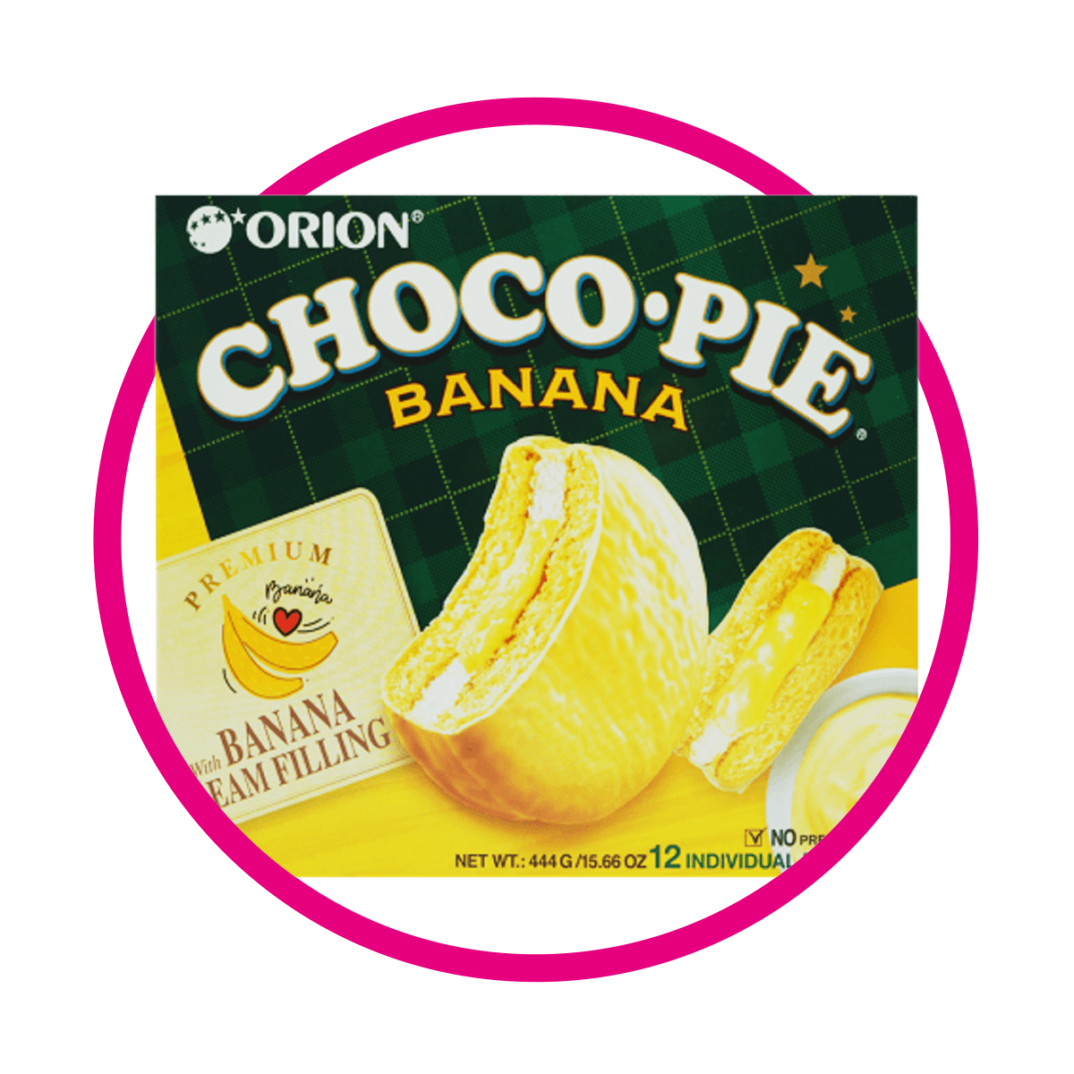 PAQUETE ORION CHOCOPIE BANANA CAJA 468 GR$