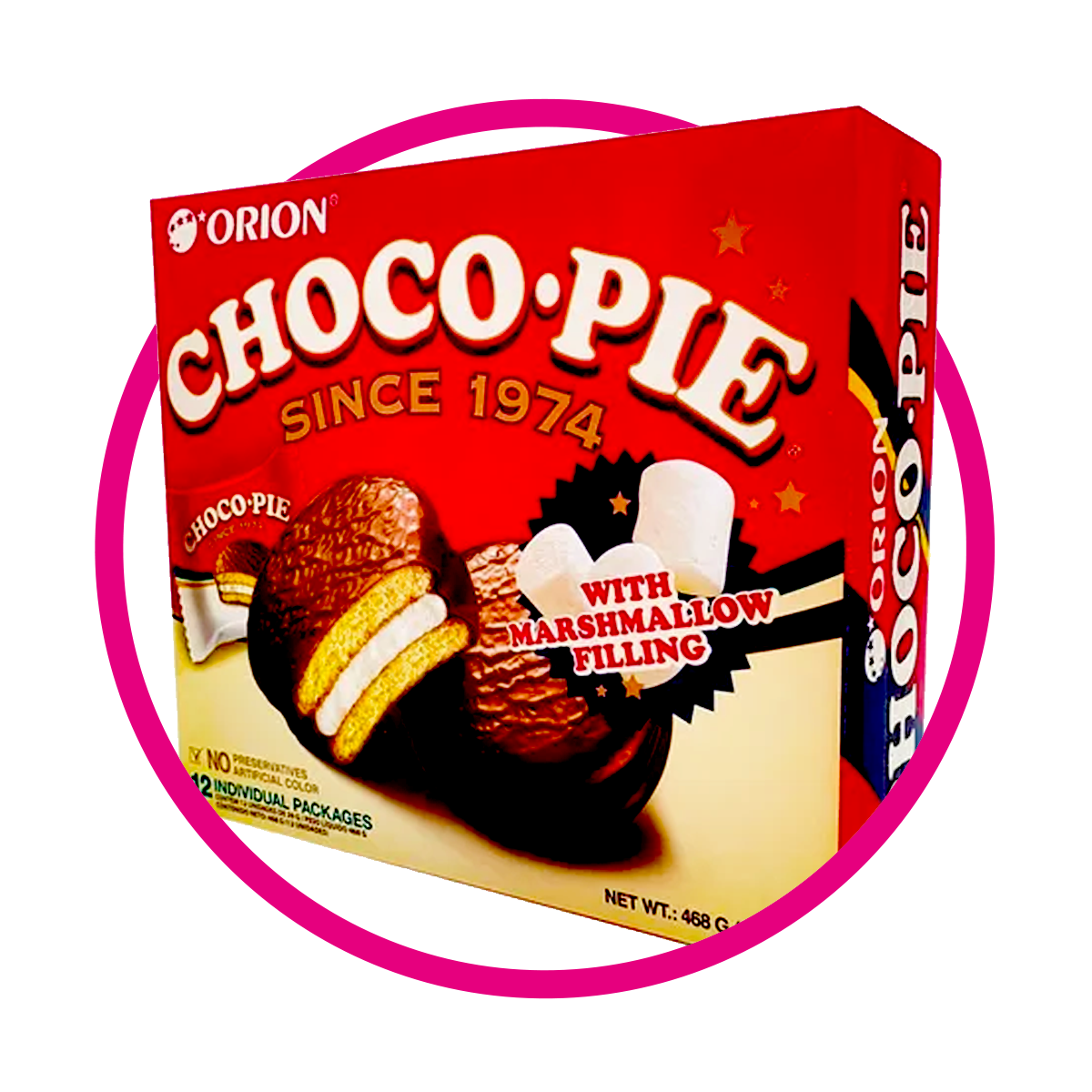 PAQUETE ORION CHOCOPIE CAJA 468 GR$