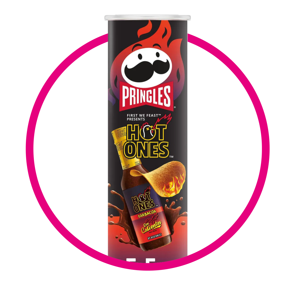 PRINGLES HOT ONES BARBACOA SNACKS LATA 158RG $%M