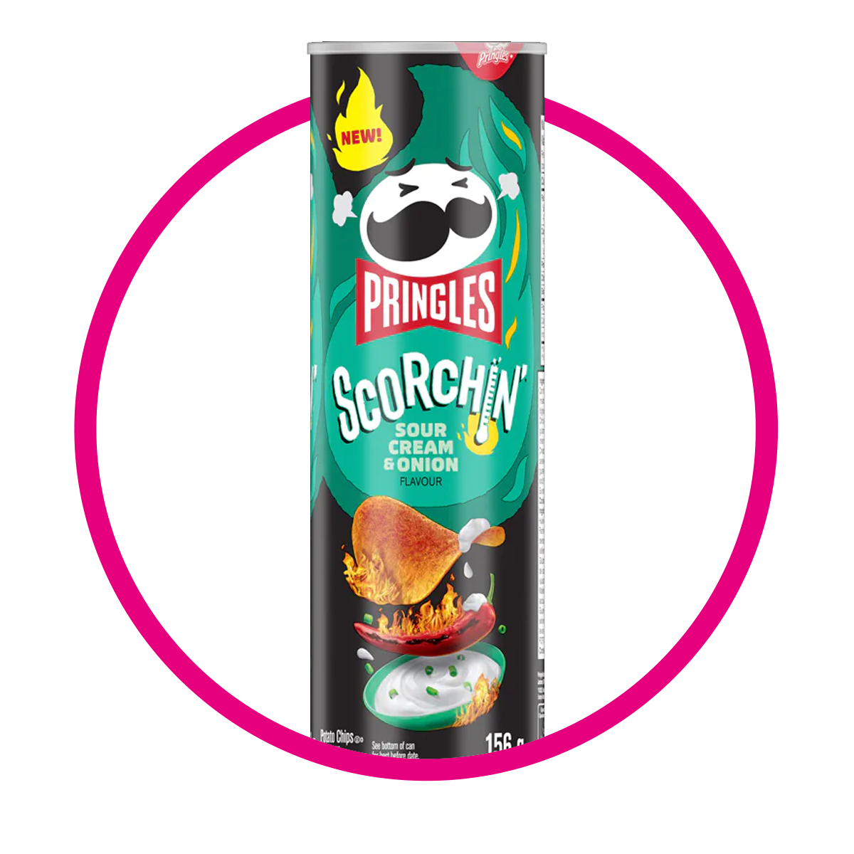 PRINGLES SCORCHIN SOUR CREAM ONION SNACKS LATA 158G