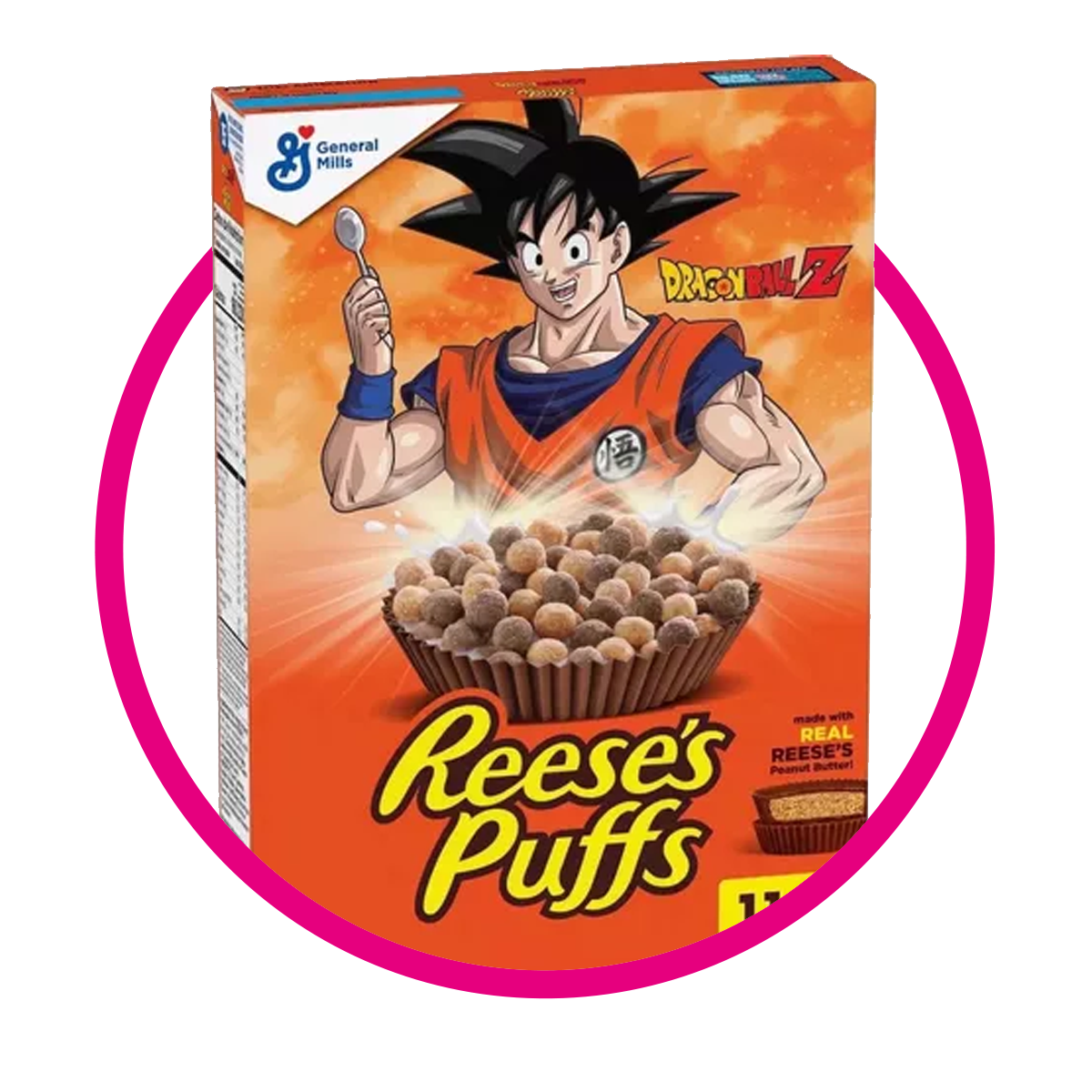 GENRAL MILLS REESES PUFFS PEANUT BUTTER DRAGON BALL CEREALS CAJA 326GR