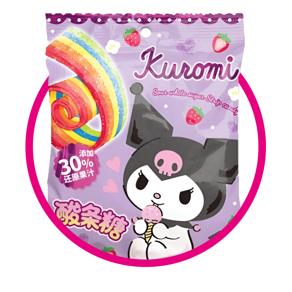 SANRIO KUROMI SOUR TRIPES GUMMY BOLSA 30GR
