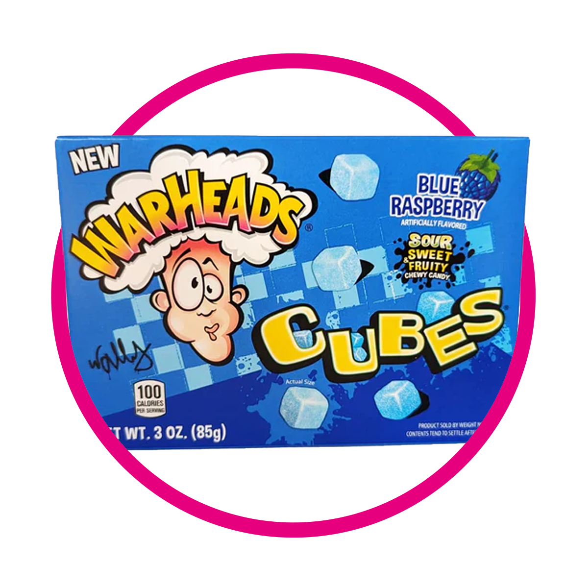 WARHEADS CUBES BLUE RASPBERRY GUMMY CAJA 85GR