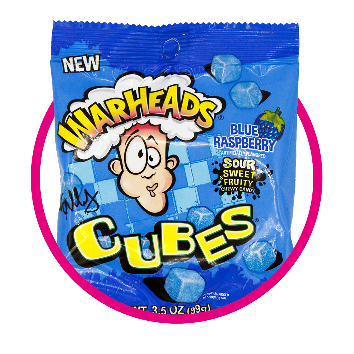WARHEADS CUBES SOUR BLUE RASPERRY GUMMY BOLSA 99G