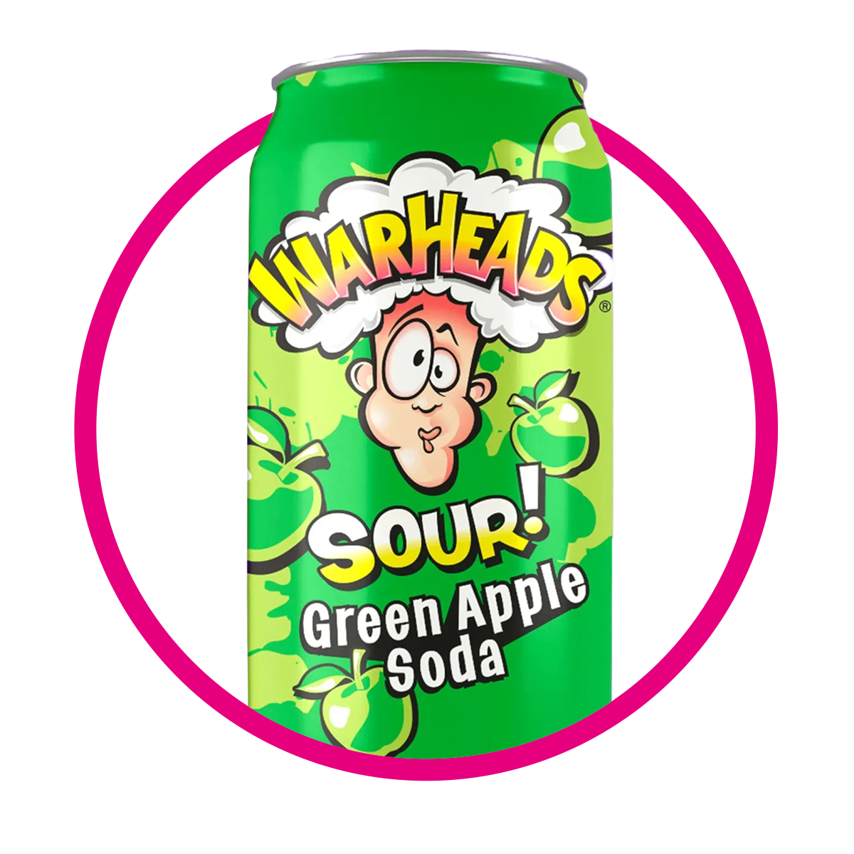 WARHEADS SOUR GREEN APPLE SODA 355ML