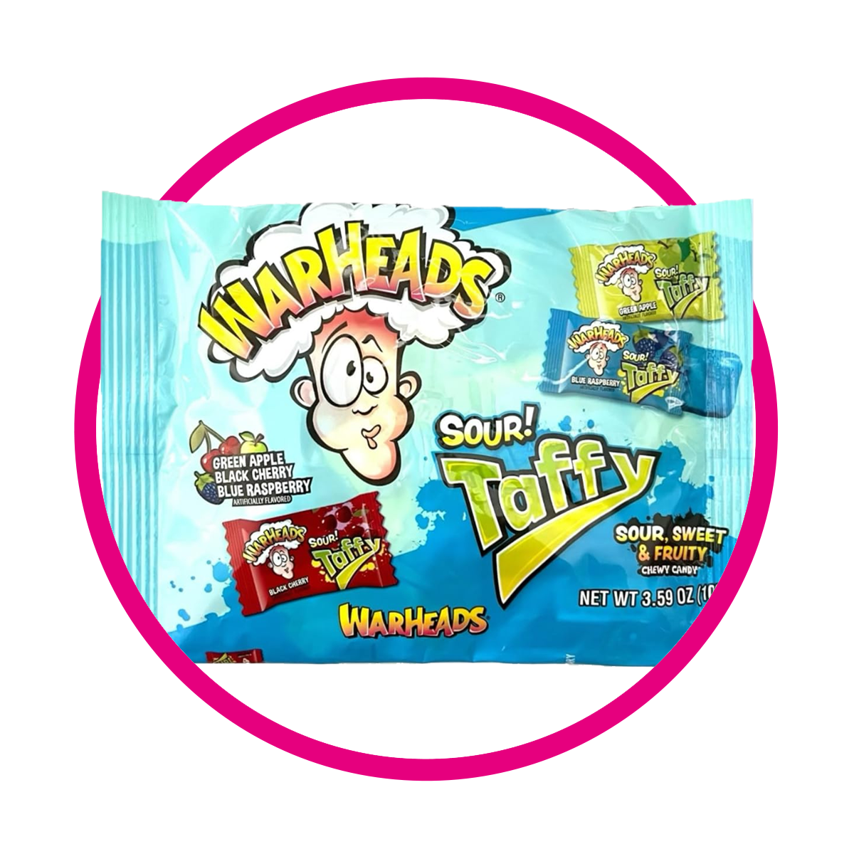 WARHEADS SOUR TAFFY AZUL BOLSA 102G