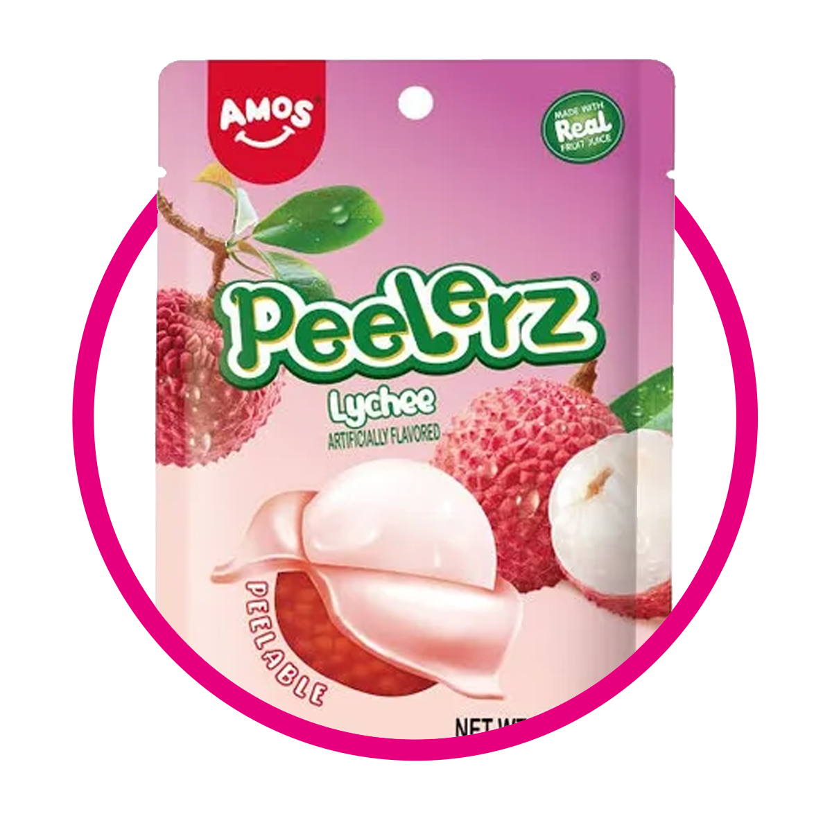 AMOS PEELERZ LYCHEE GUMMY CANDY BOLSA 170GR $%M