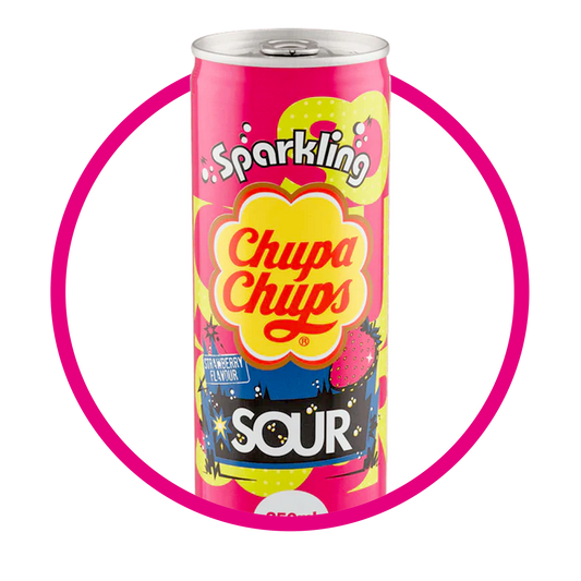 CHUPA CHUPS SOUR STRAWBERRY SODA LATA 250 ML