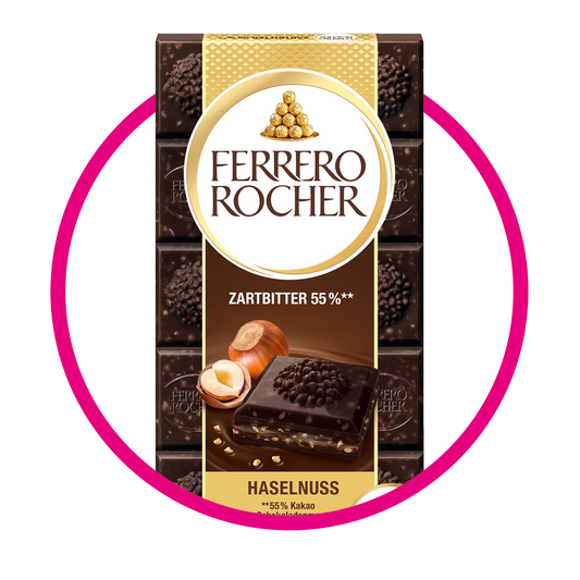 FERRERO ROCHER DARK HAZELNUT BARRA 90G