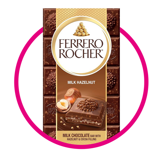 FERRERO ROCHER MILK HAZELNUT BARRA 90G