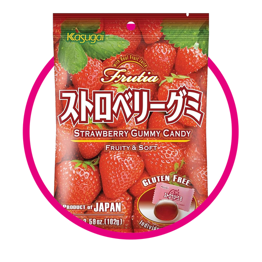 KASUGAI STRAWBERRY GUMMY BOLSA 102 GR