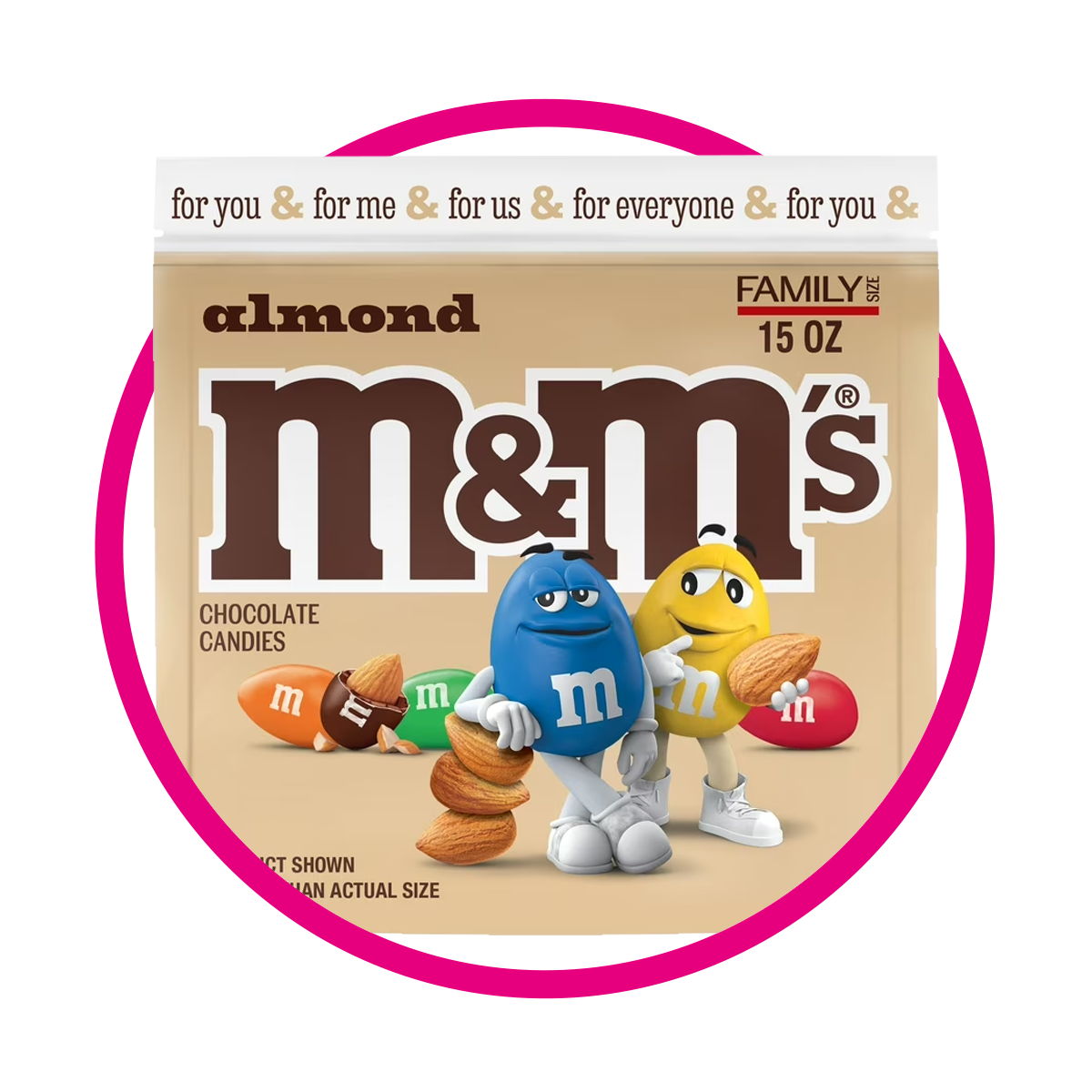 MMS ALMOND FAMILY SIZE CHOCOLATE BOLSA 425.3GR&