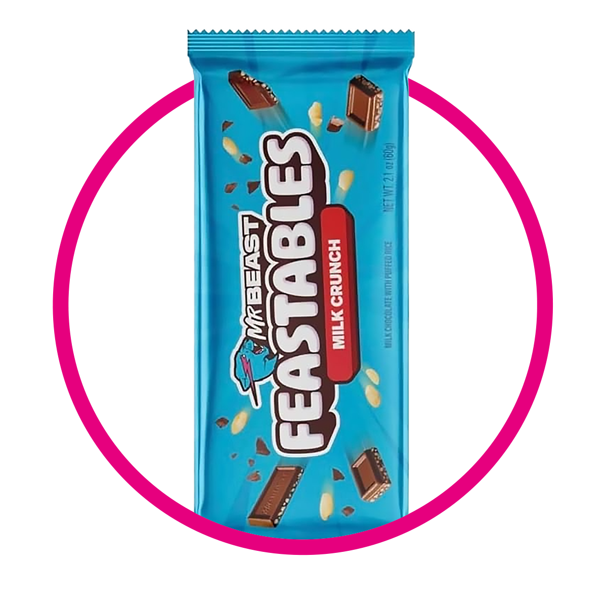 FEASTABLES MR BEAST MILK CRUNCH CHOCOLATE BARRA 60GR$