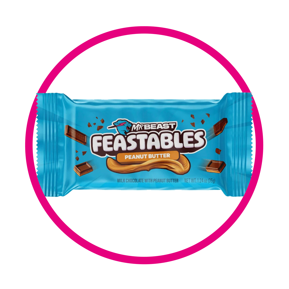 FEASTABLES MR BEAST PEANUT BUTTER CHCOLATE BARRA 35 GR $%M