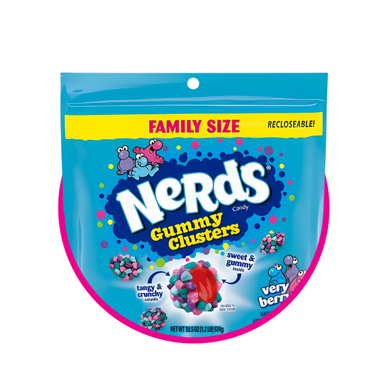 NERDS GUMMY CLSUTERS VERY BERRY GUMMY BOLSA 524GR $%M