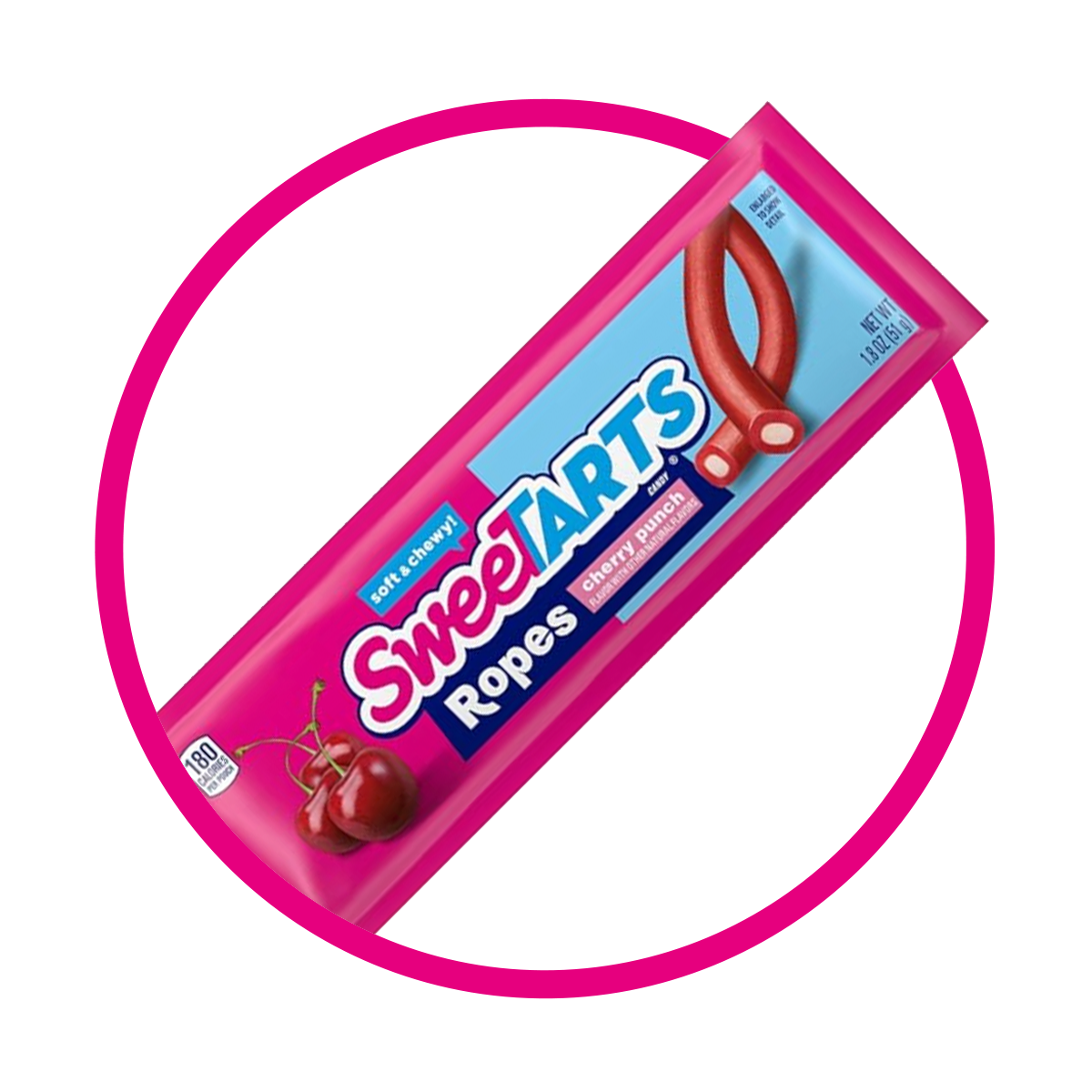SWEETARTS ROPES CHERRY PUNCH SOFT CANDY BOLSA 51GR $%M