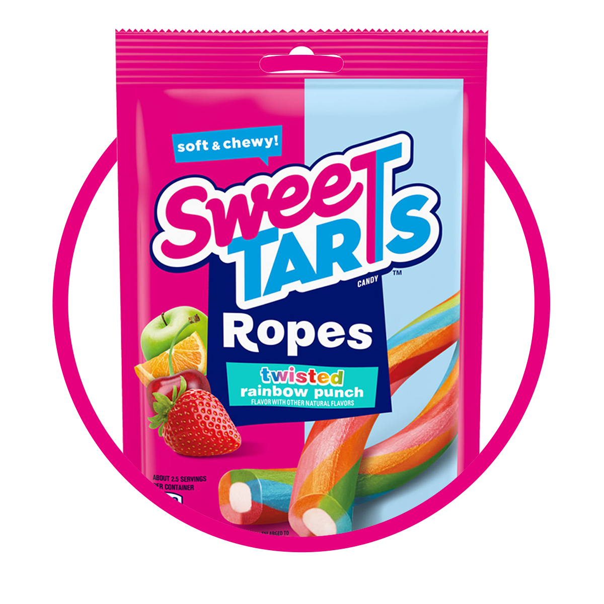 SWEETARTS ROPES TWISTED RAINBOW PUNCH SOFT CANDY BOLSA 85G