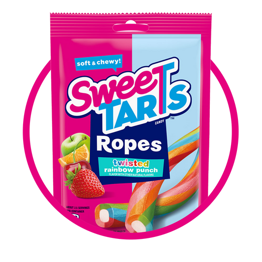 SWEETARTS ROPES TWISTED RAINBOW PUNCH SOFT CANDY BOLSA 85G